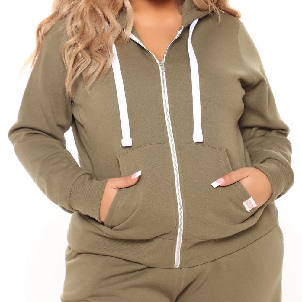 Fashion Nova Relaxed Vibe Zip Up Jacket Olive Green